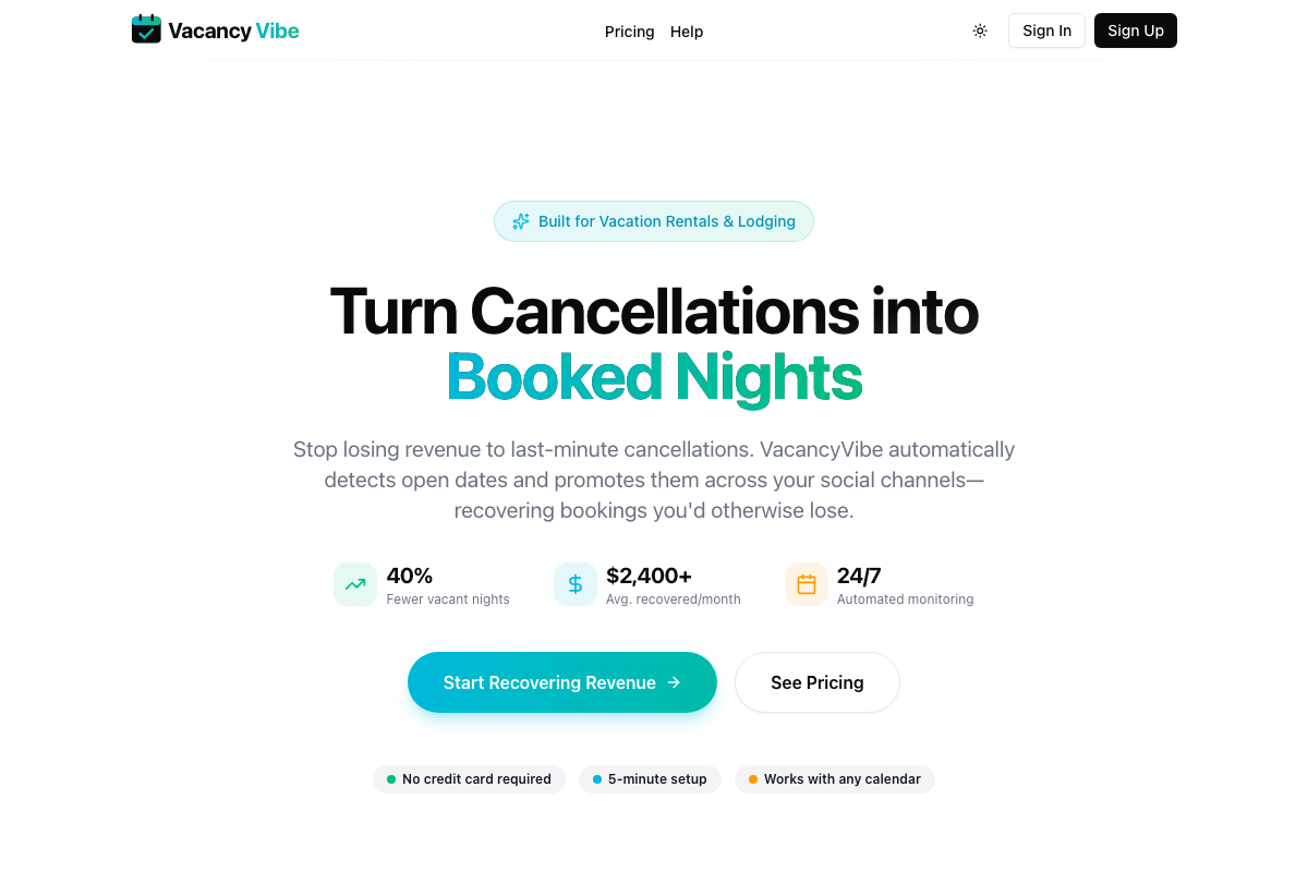 VacancyVibe landing page